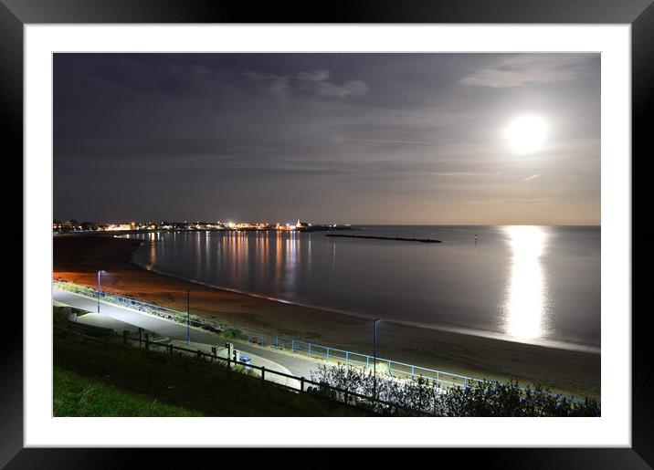 Moonlit Bay at Newbiggin-by-the-Sea Framed Mounted Print by Richard Dixon