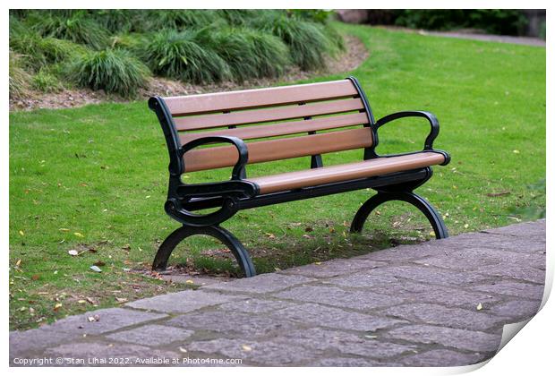 Brown bench in the park Print by Stan Lihai