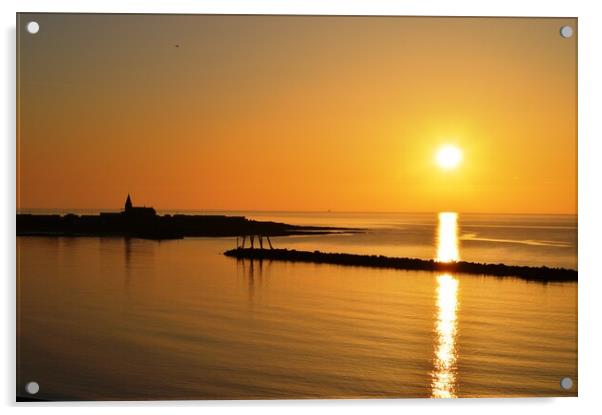 Sunrise in Newbiggin-by-the-Sea Acrylic by Richard Dixon