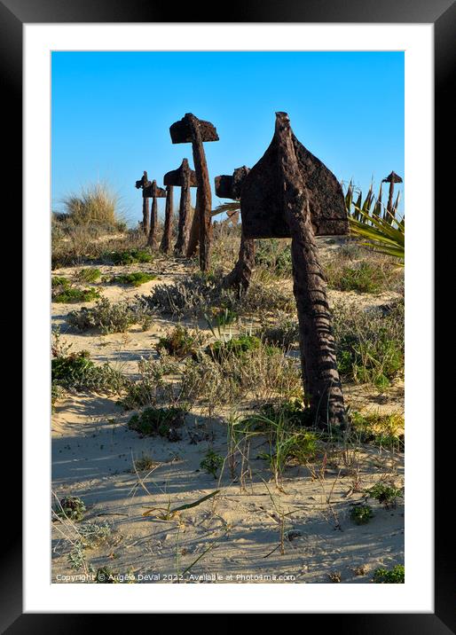 Anchors Resting on Tavira Beach Sands Framed Mounted Print by Angelo DeVal