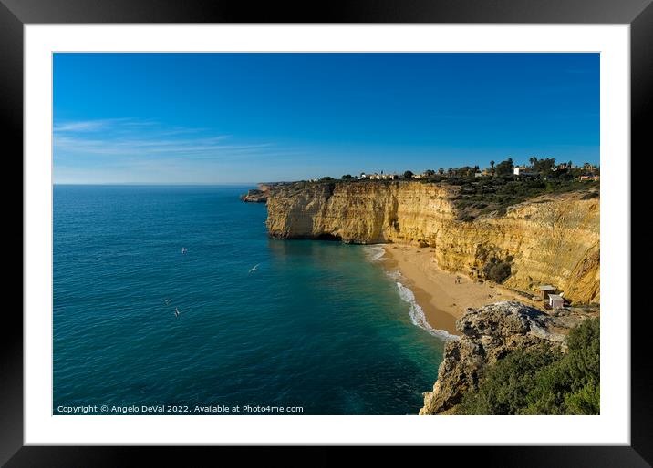 Centianes Beach from the cliff in Algarve Framed Mounted Print by Angelo DeVal
