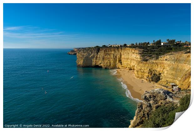 Centianes Beach from the cliff in Algarve Print by Angelo DeVal