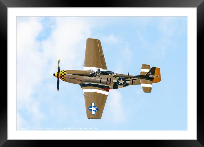 North American P51D Janie LH-F Framed Mounted Print by Steve de Roeck