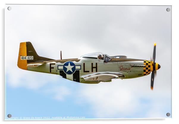 North American P51D Mustang Janie Acrylic by Steve de Roeck