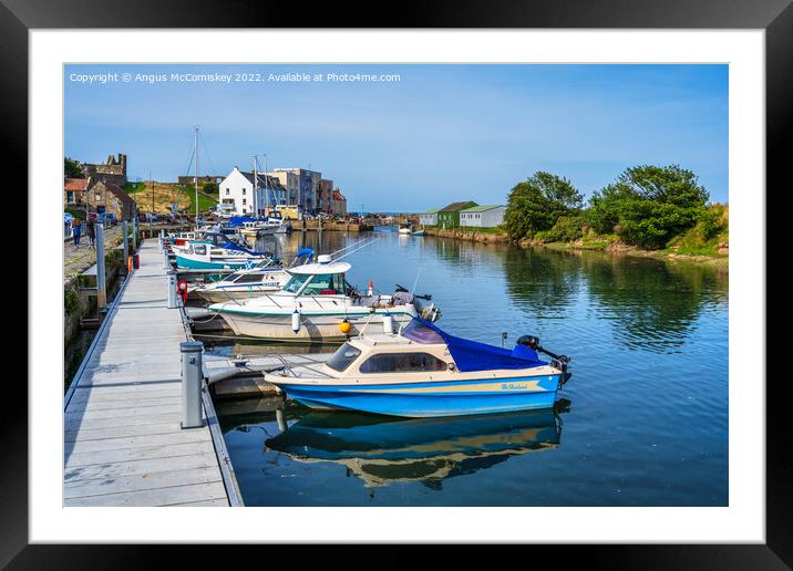 Boats moored in Kinness Burn in St Andrews, Fife Framed Mounted Print by Angus McComiskey