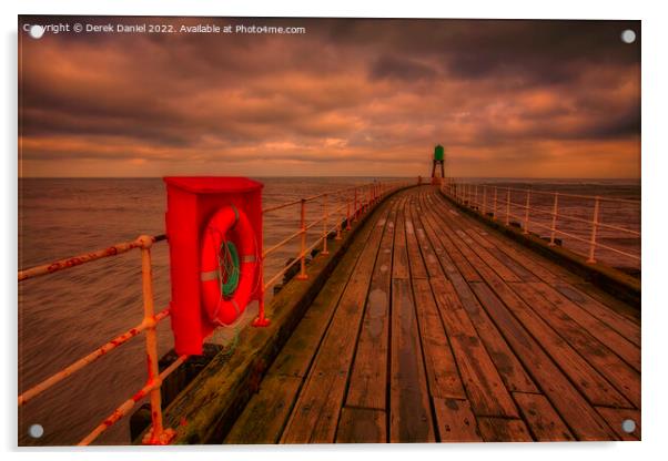 Whitby West Pier Acrylic by Derek Daniel