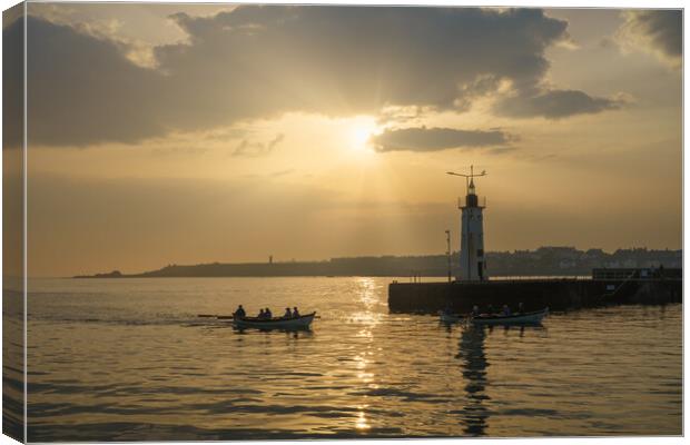 Rowing Boats and Anstruther Lighthouse Canvas Print by Anthony McGeever