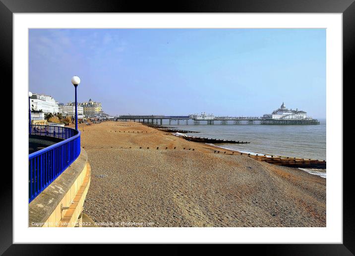Eastbourne beach and pier, Sussex, UK. Framed Mounted Print by john hill