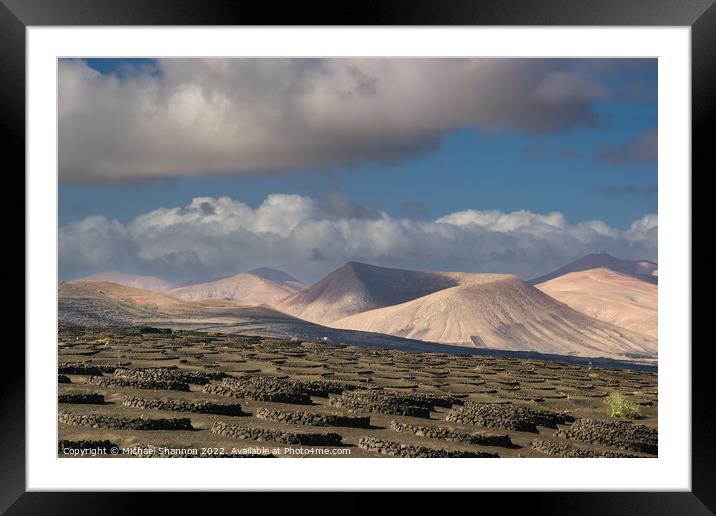 Volcanic landscape of La Geria region in Lanzarote Framed Mounted Print by Michael Shannon