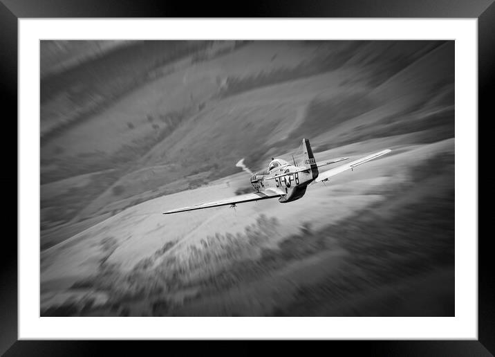 Mustang Inbound - Mono Framed Mounted Print by J Biggadike