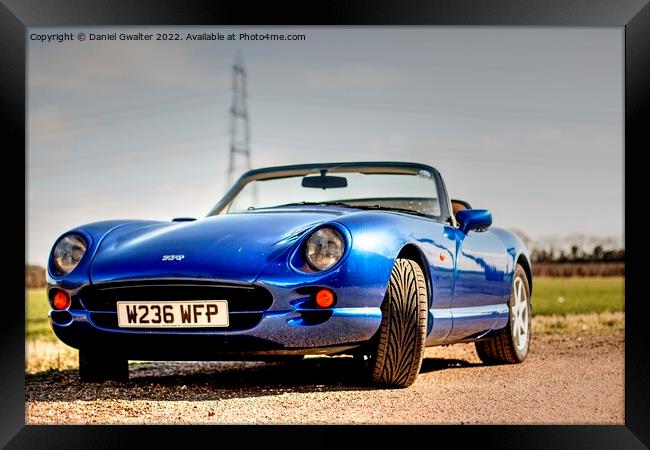 Blue TVR in the countryside Framed Print by Daniel Gwalter