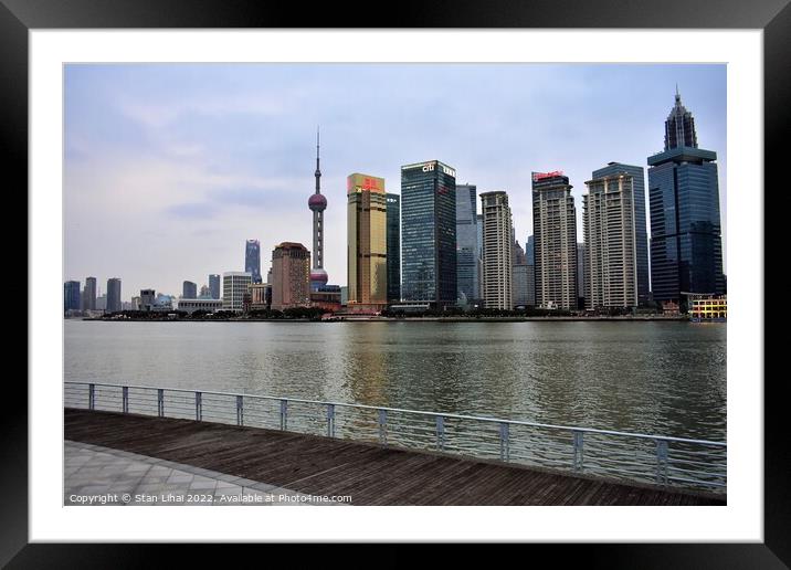 Shanghai TV tower among skyscrapers Framed Mounted Print by Stan Lihai