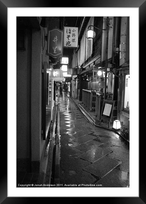 Dark and Rainy in Kyoto Framed Mounted Print by Jonah Anderson Photography