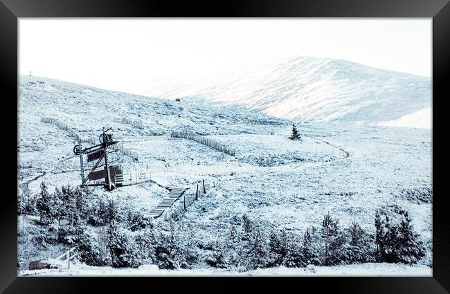 Ski Slopes At Cairngorm Ski-Resort In The Scottish Highlands Framed Print by Peter Greenway