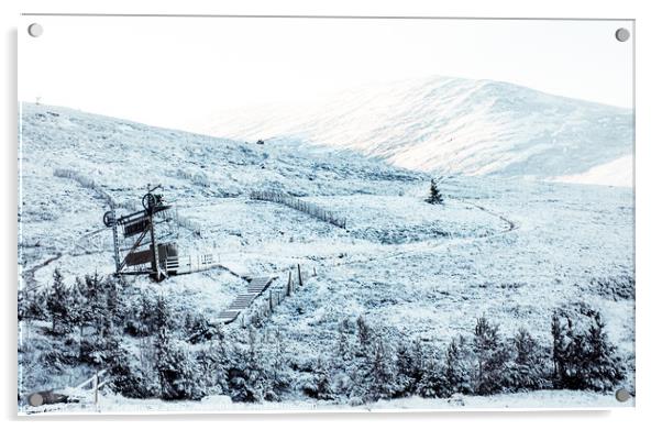 Ski Slopes At Cairngorm Ski-Resort In The Scottish Highlands Acrylic by Peter Greenway
