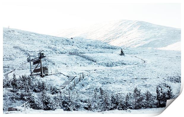 Ski Slopes At Cairngorm Ski-Resort In The Scottish Highlands Print by Peter Greenway
