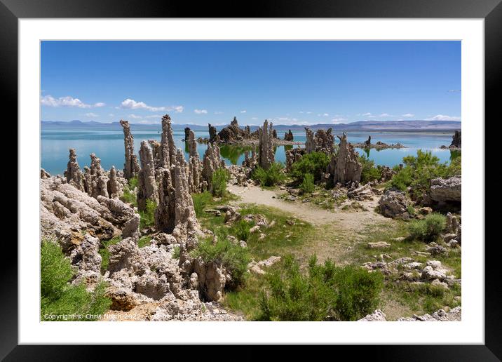 Natural lava sculptures on lake Mono Framed Mounted Print by Chris North