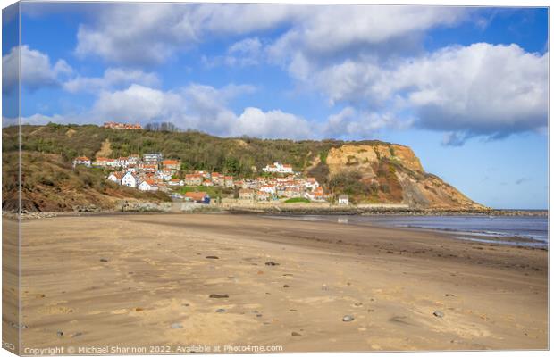 The sandy beach in Runswick Bay on the North Yorks Canvas Print by Michael Shannon