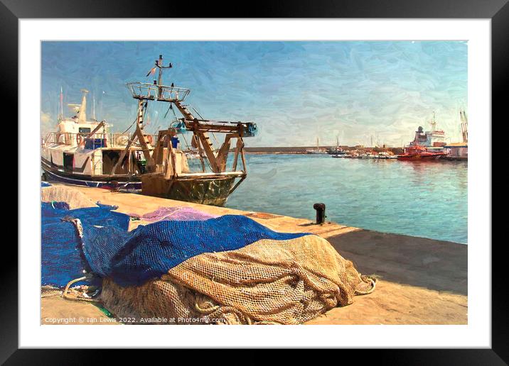 The Quayside at Garrucha Framed Mounted Print by Ian Lewis