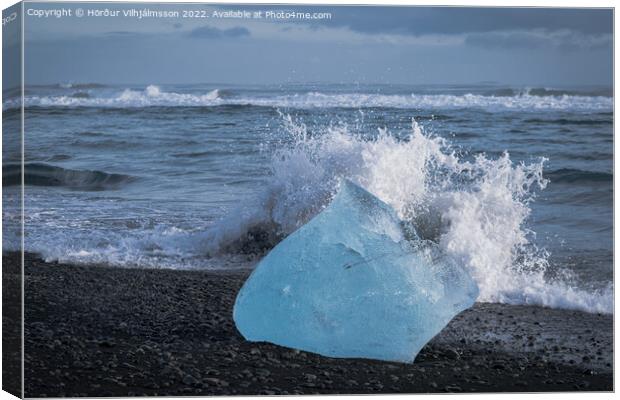 A Wave Splashed into an Iceberg. Canvas Print by Hörður Vilhjálmsson