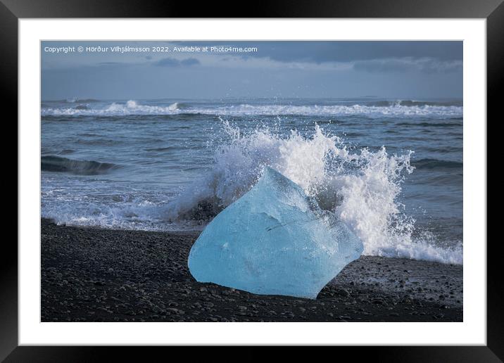 A Wave Splashed into an Iceberg. Framed Mounted Print by Hörður Vilhjálmsson