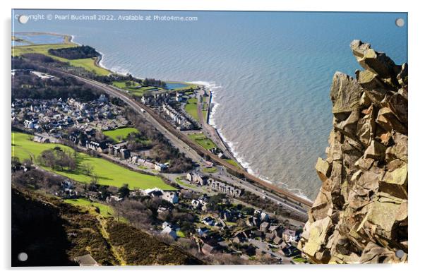 Llanfairfechan from Penmaenmawr Quarry Wales Acrylic by Pearl Bucknall