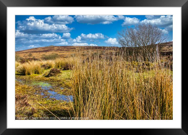 Dartmoor bogs and wild moorland Framed Mounted Print by Roger Mechan
