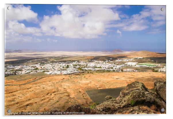 Bird's Eye view of Teguise in Lanzarote Acrylic by Michael Shannon