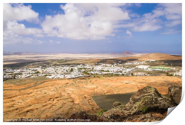 Bird's Eye view of Teguise in Lanzarote Print by Michael Shannon