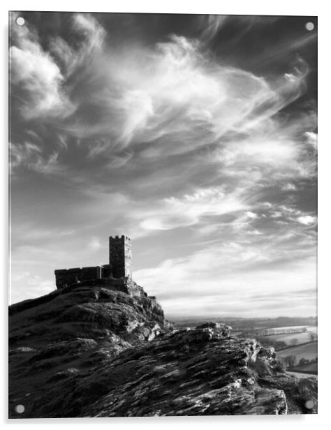 Brentor Black and White Acrylic by David Neighbour