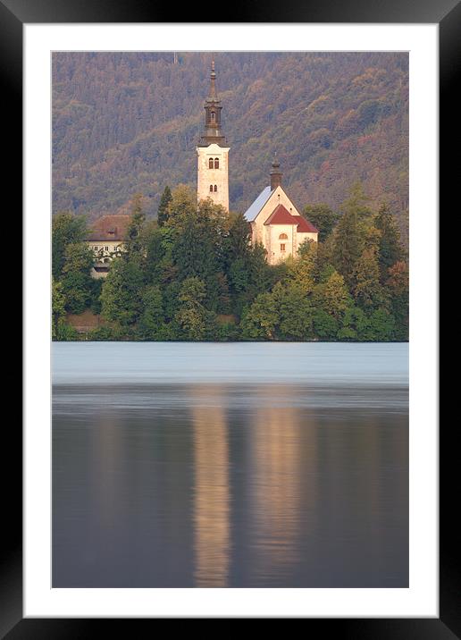 Sunrise over Lake Bled and the island church Framed Mounted Print by Ian Middleton