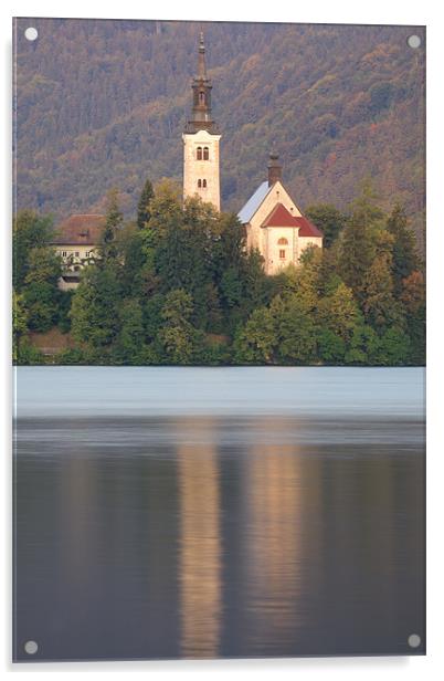 Sunrise over Lake Bled and the island church Acrylic by Ian Middleton