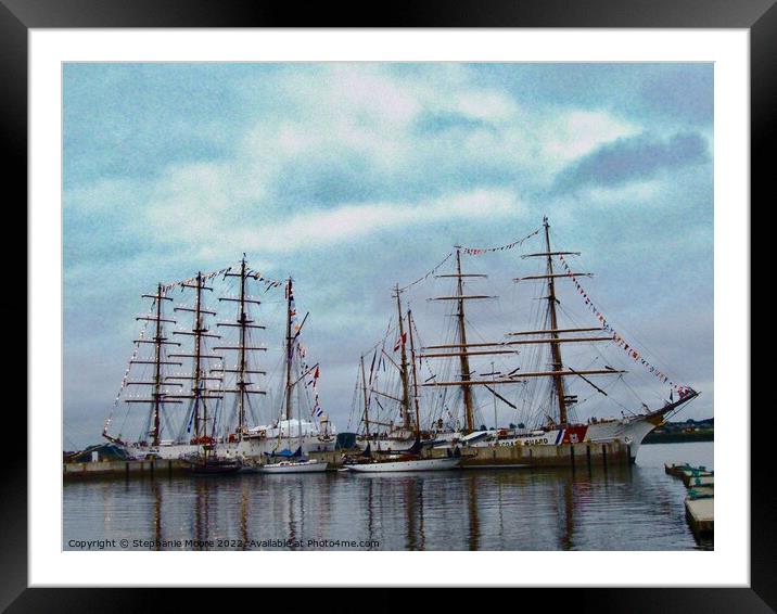 Tall ships at Dusk Framed Mounted Print by Stephanie Moore