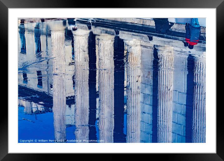 Rink Reflection Maison Caree Roman Temple Nimes Gard France Framed Mounted Print by William Perry