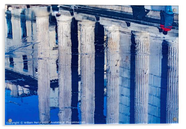 Rink Reflection Maison Caree Roman Temple Nimes Gard France Acrylic by William Perry