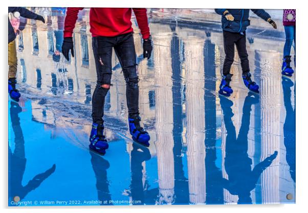 Ice Skating Rink Maison Caree Roman Temple Nimes Gard France Acrylic by William Perry