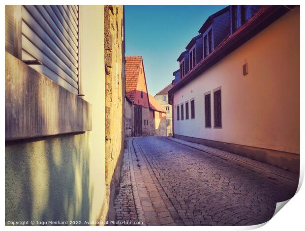 Through the alleys of Abtswind Print by Ingo Menhard