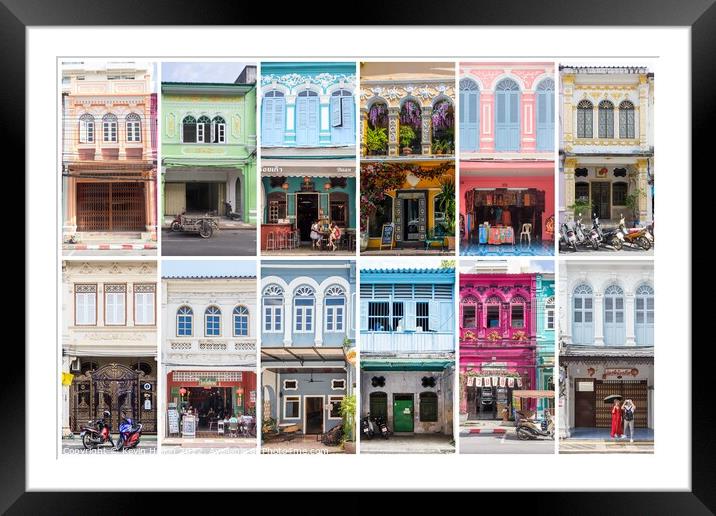 Phuket Town Shophouses Framed Mounted Print by Kevin Hellon