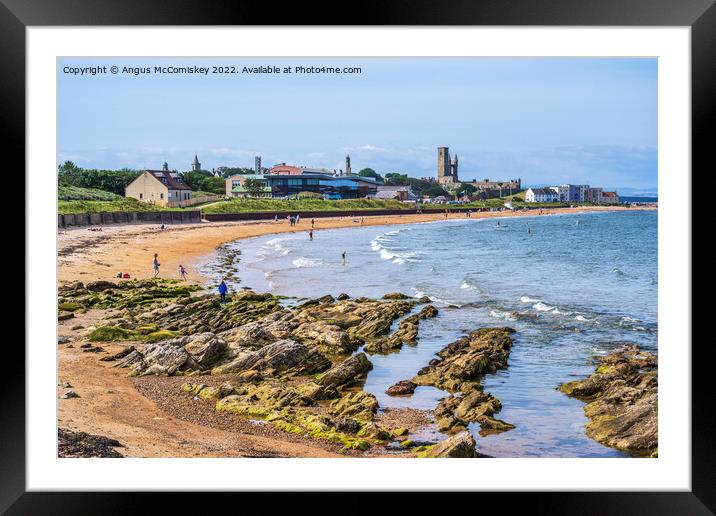 St Andrews East Sands beach in Fife, Scotland Framed Mounted Print by Angus McComiskey