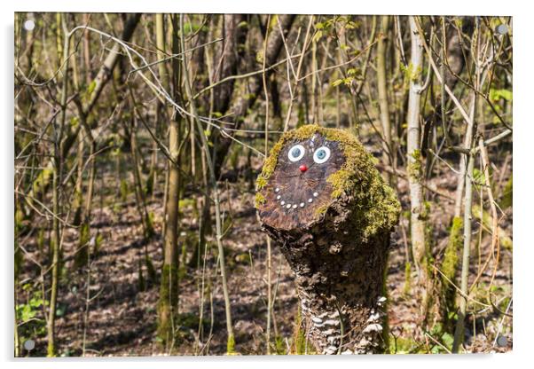 Smiling face on a tree stump Acrylic by Jason Wells