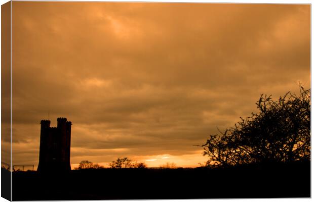 Majestic Sunset Over Broadway Tower in the Cotswol Canvas Print by Andy Evans Photos