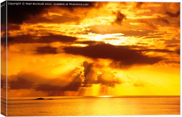 Dramatic Sunset over Sea - Posterised Canvas Print by Pearl Bucknall