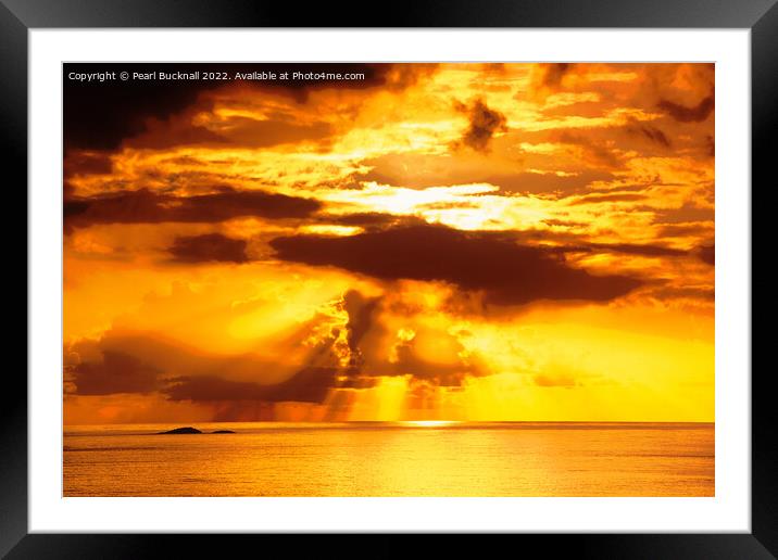 Dramatic Sunset over Sea - Posterised Framed Mounted Print by Pearl Bucknall