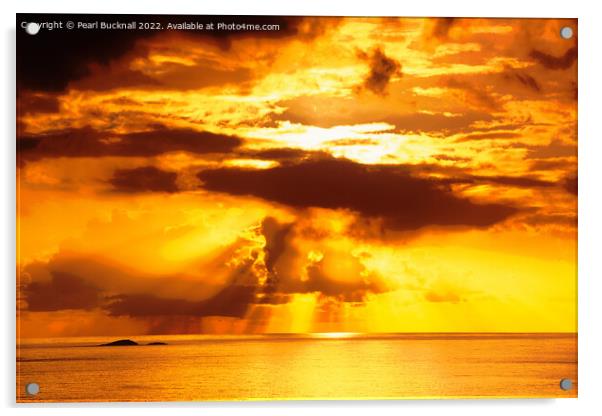 Dramatic Sunset over Sea - Posterised Acrylic by Pearl Bucknall