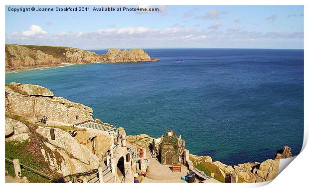 View over the Minack Theatre in Cornwall Print by Joanne Crockford