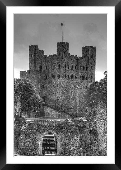 Rochester Castle BW Framed Mounted Print by David French