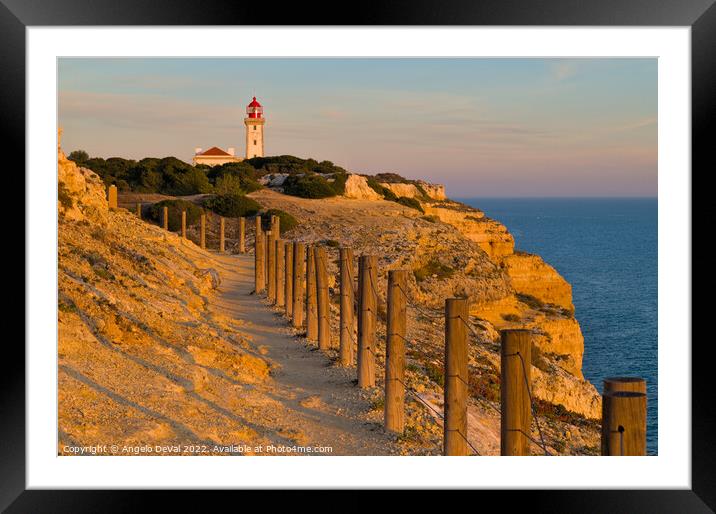 Alfazina Light tower in Carvoeiro Algarve Framed Mounted Print by Angelo DeVal