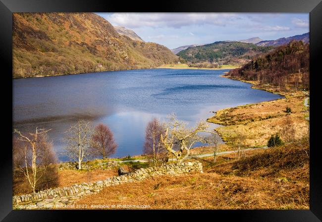 Llyn Dinas Lake Snowdonia Wales Framed Print by Pearl Bucknall