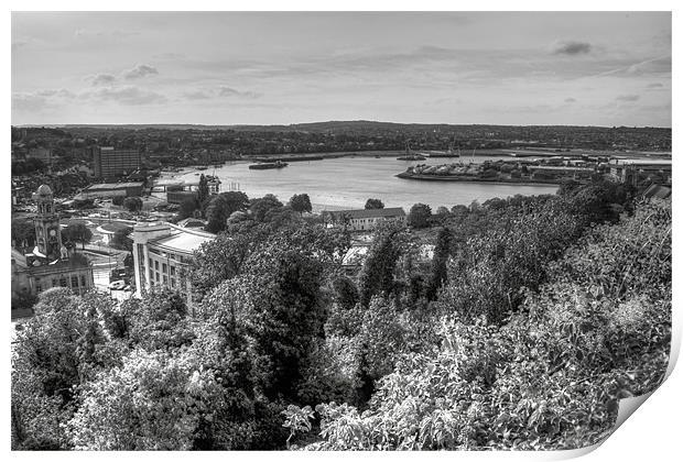 River Medway from Amherst castle BW Print by David French