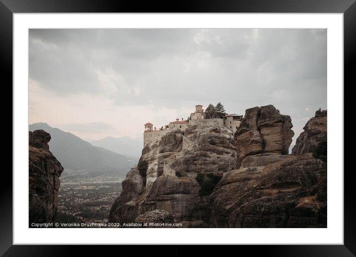 Meteora Monastery, Mountain, Greece Framed Mounted Print by Veronika Druzhnieva
